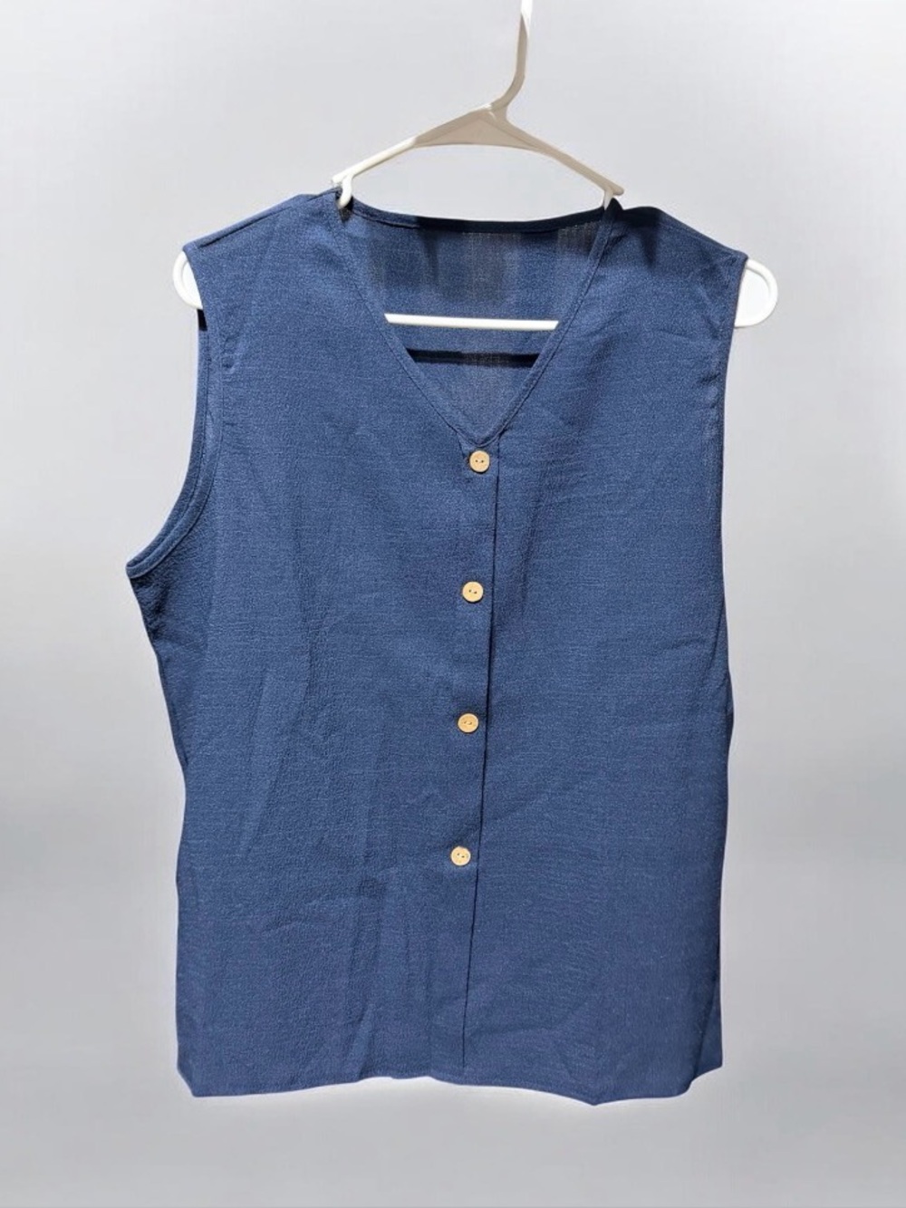 Navy Button Front Sleeveless Top & Elastic Waist Shorts Set NIP/NWOT - Picture 2 of 5